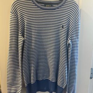 Polo by Ralph Lauren Navy and White Striped Crewneck Sweater Boys